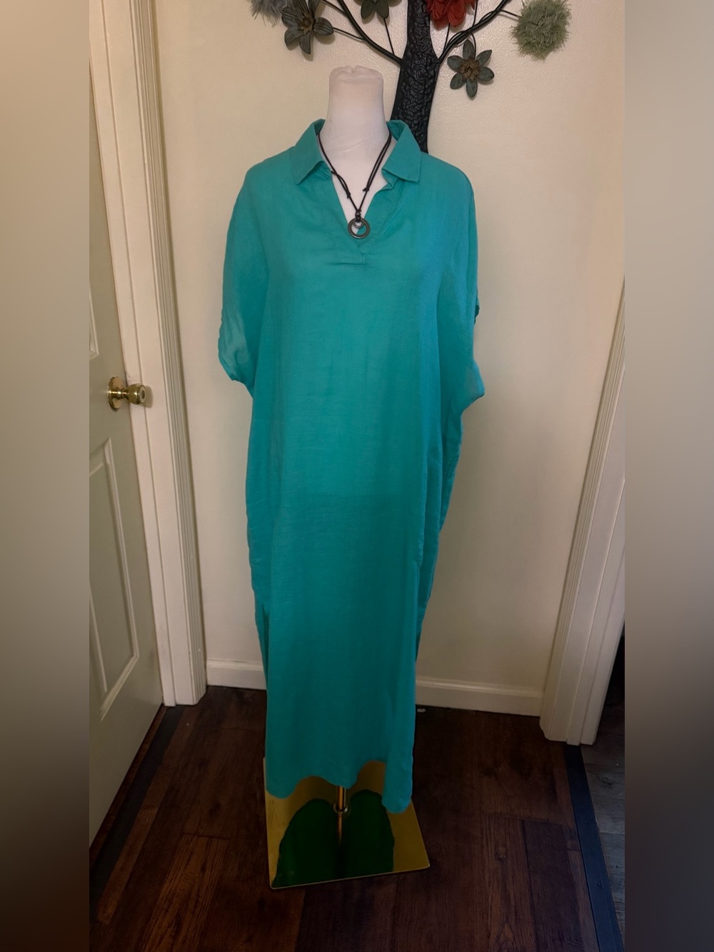 Women’s Teal Cover-Up Tunic  maxi Dress - by Tahari